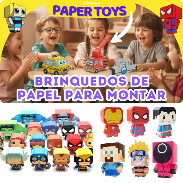 Brinquedos de papel coloridos